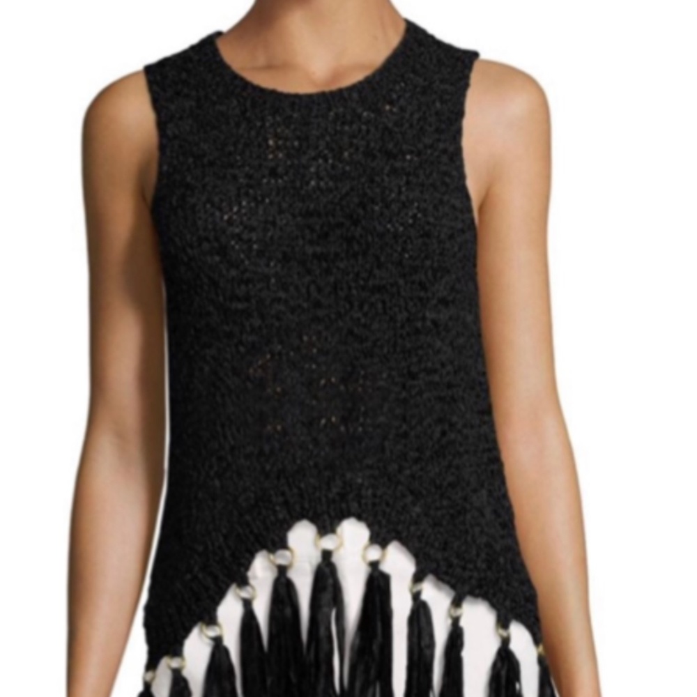 Knit Tassel Trim Tank